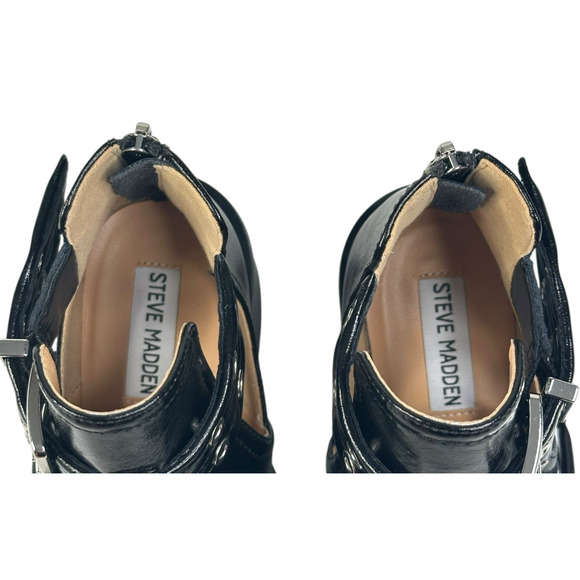 Steve Madden Grazia Pointed Toe Moto Bootie Black Leather Womens 7.5M New $150 - Picture 10 of 12